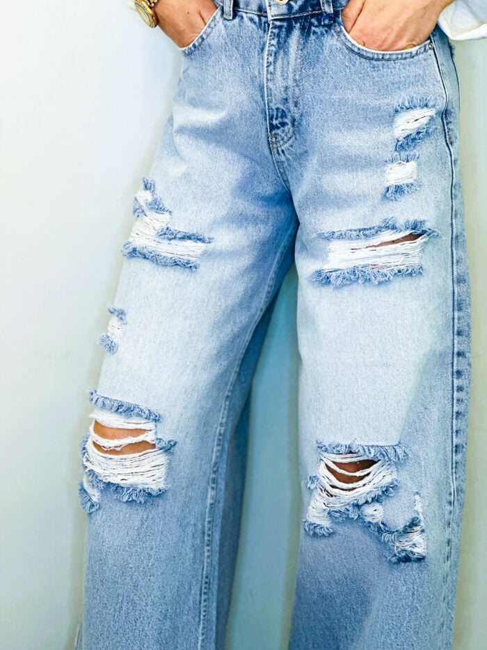 i8 Denim platūs plėšyti džinsai - Image 7
