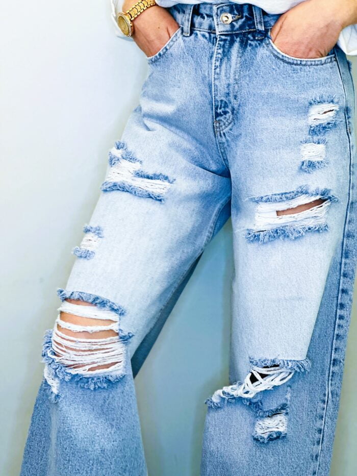 i8 Denim platūs plėšyti džinsai - Image 3